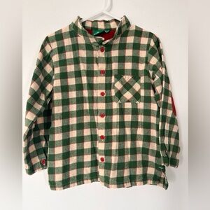 Little Green Radicals Green and Cream Plaid Kids Shirt